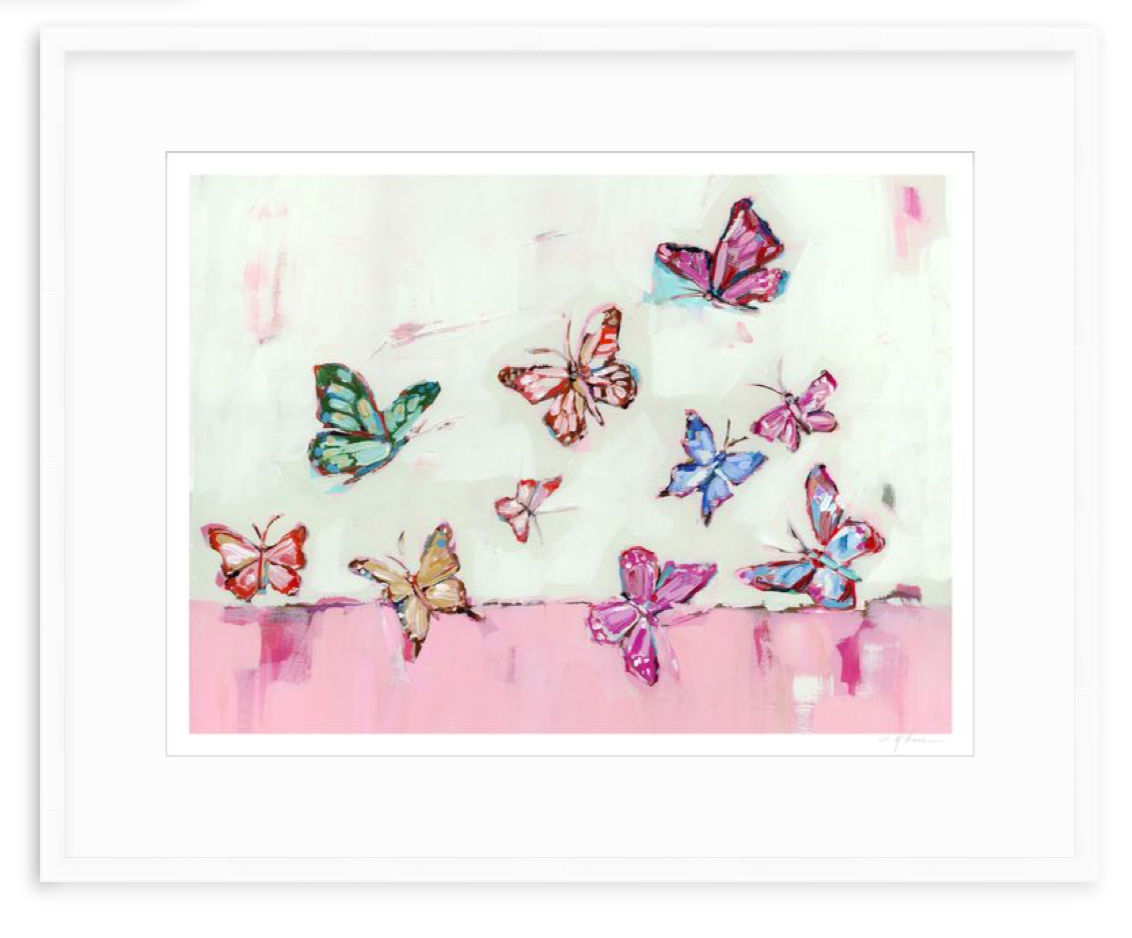 Butterfly Wishes Light Pink Fine Art Print