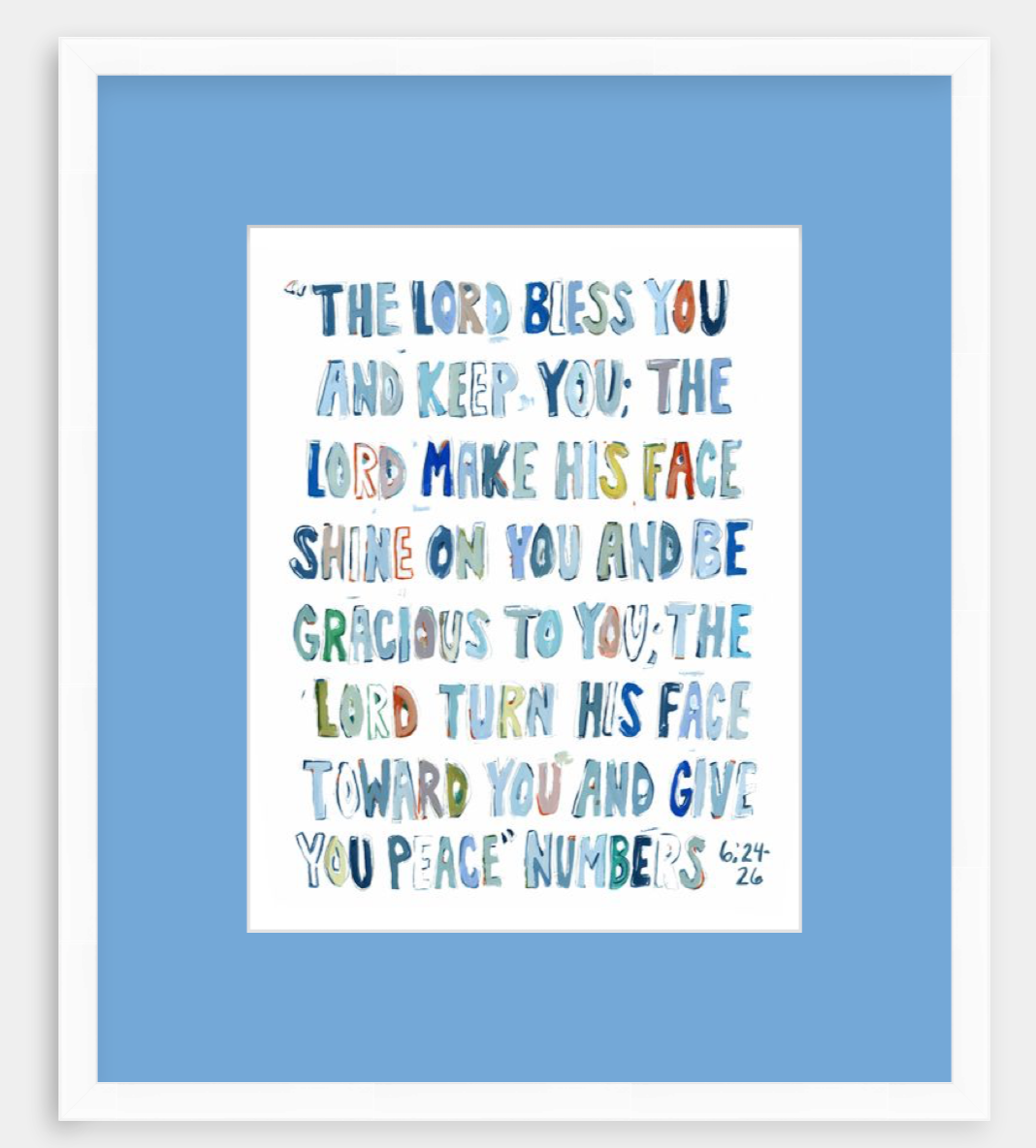 Numbers 6: 24-26 Blue Bible Verse Fine Art Print
