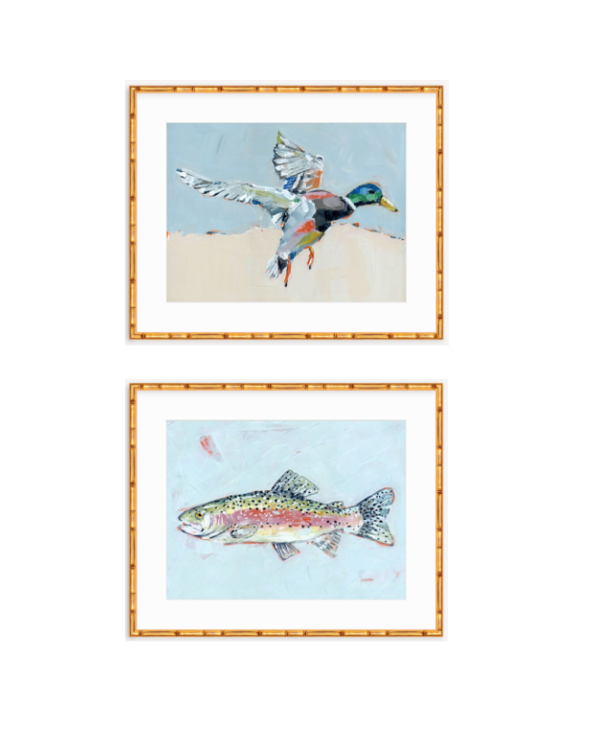 Shore Searching Mallard And Fish Fine Art Print