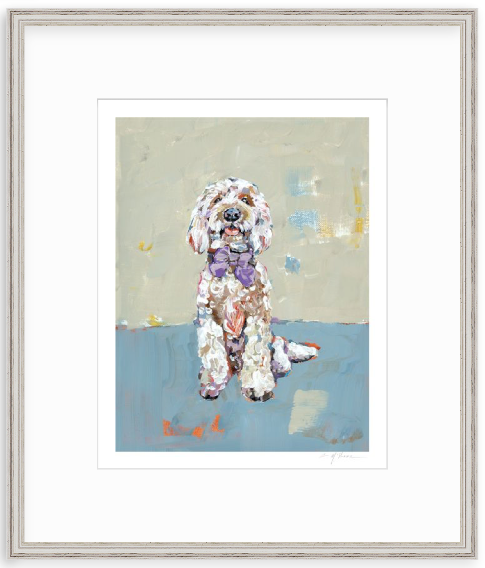 Doodle Dog (blue background) Fine Art Print
