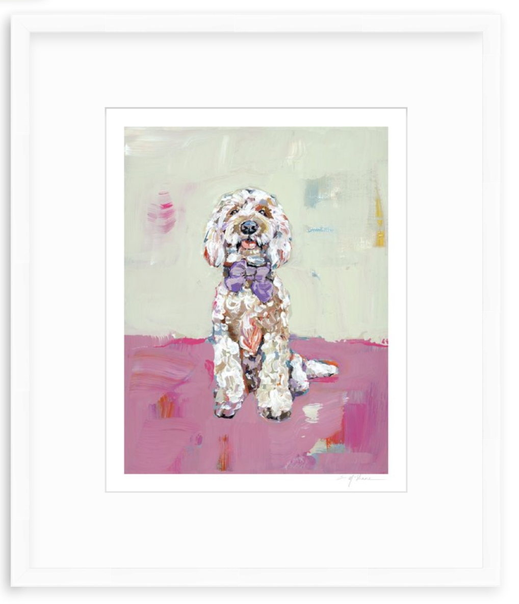 Doodle Dog (pink background) Fine Art Print