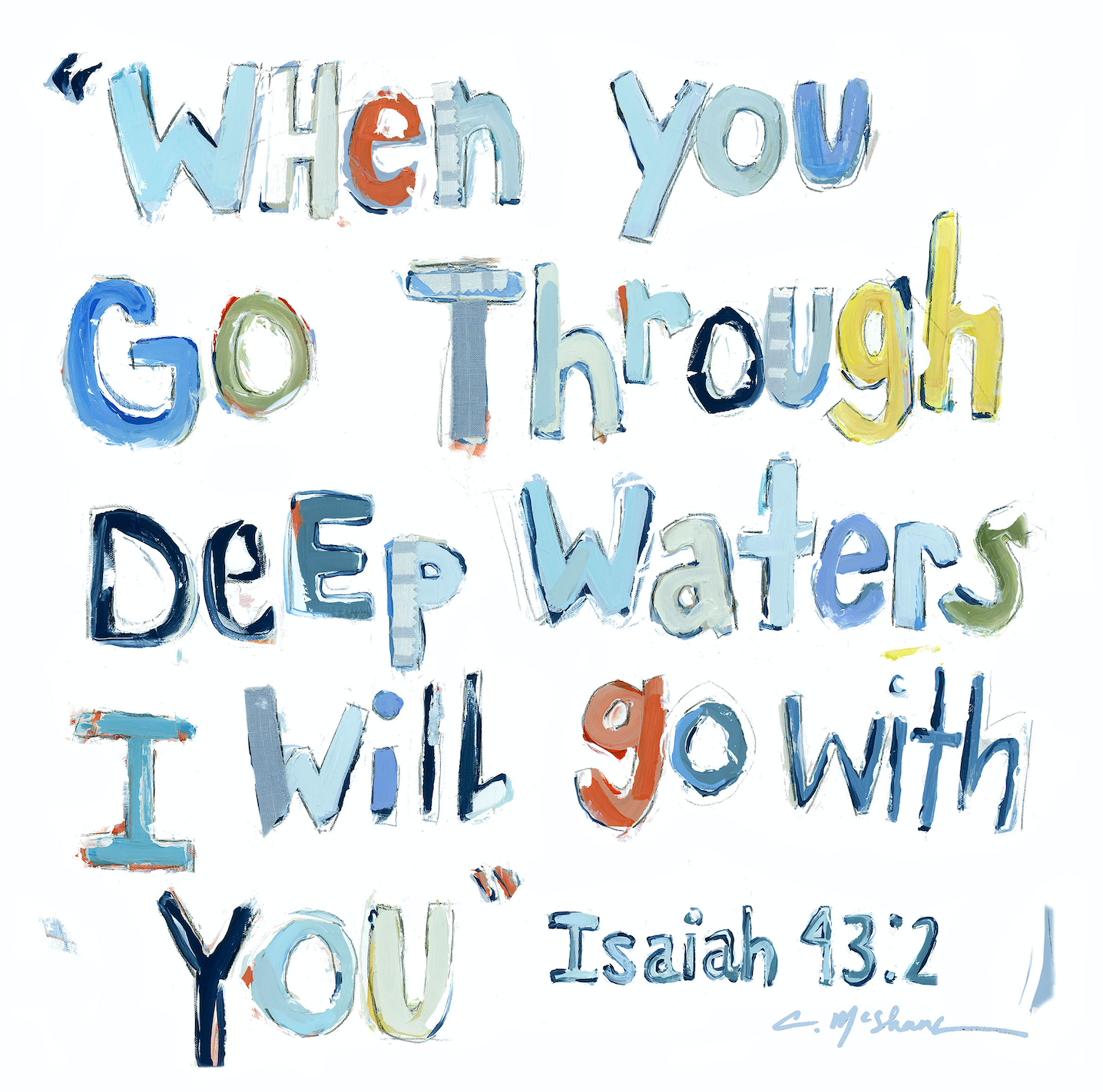 Isaiah 43:2 Bible Verse Acrylic Tabletop Art