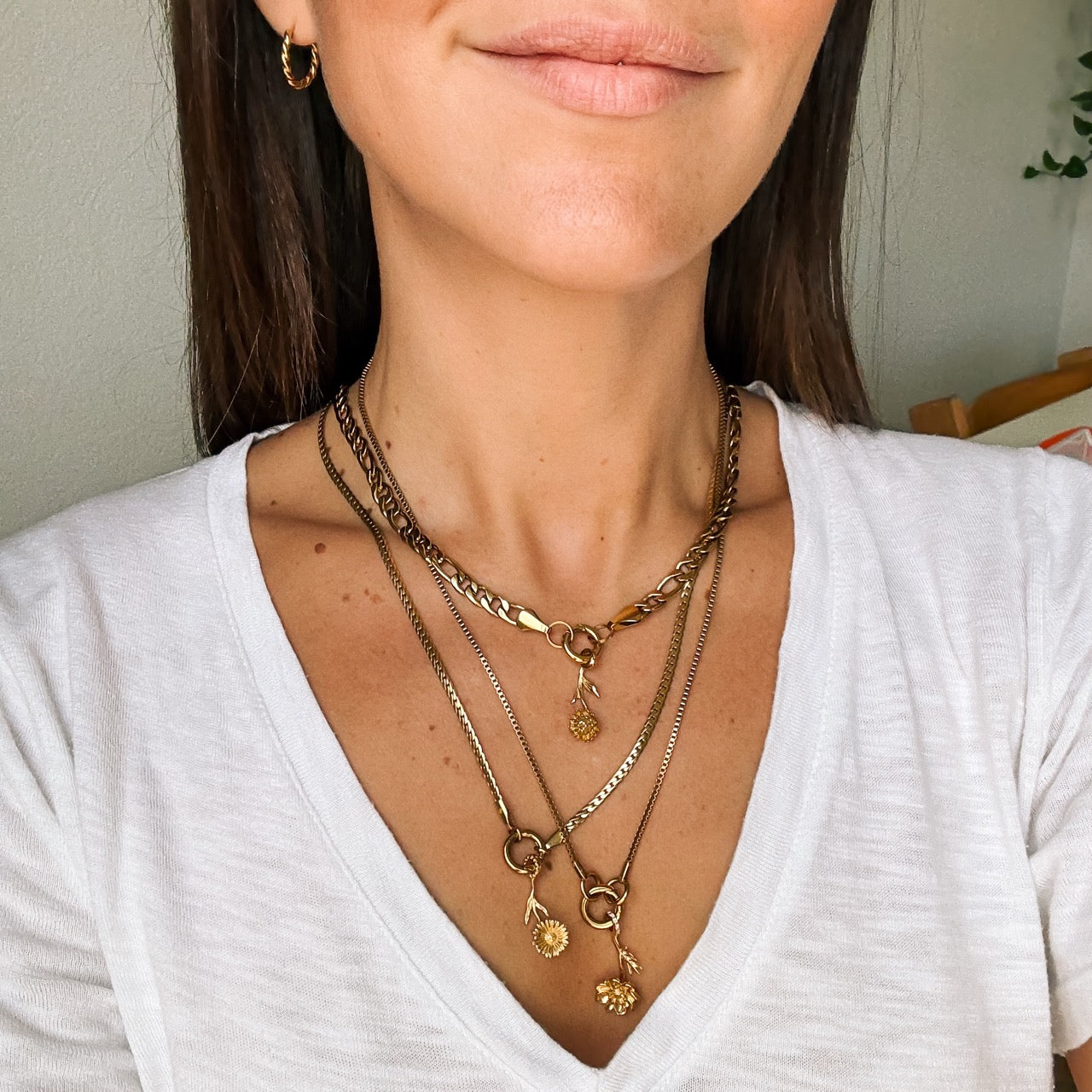 November Chrysanthemum Birth Flower Necklace Charm