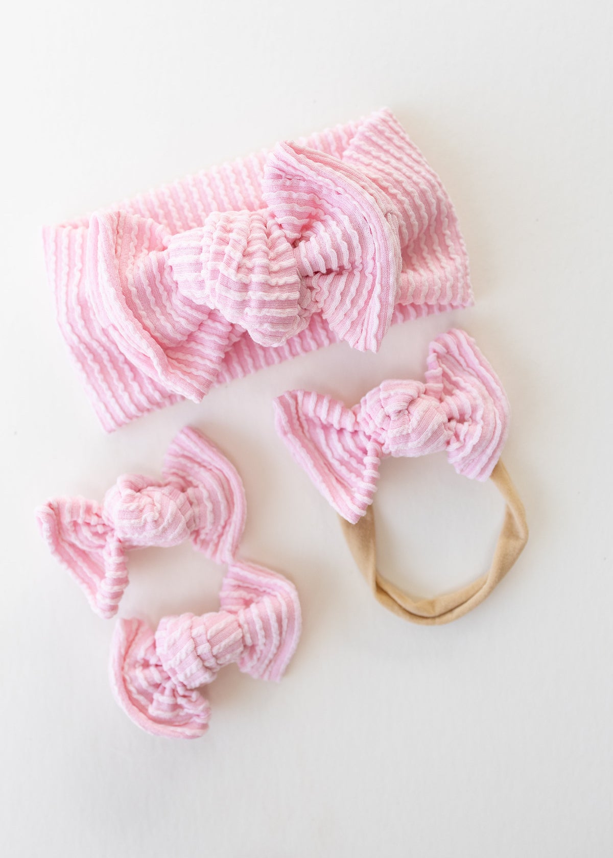 Powder Pink Wavy Ribbed Bow