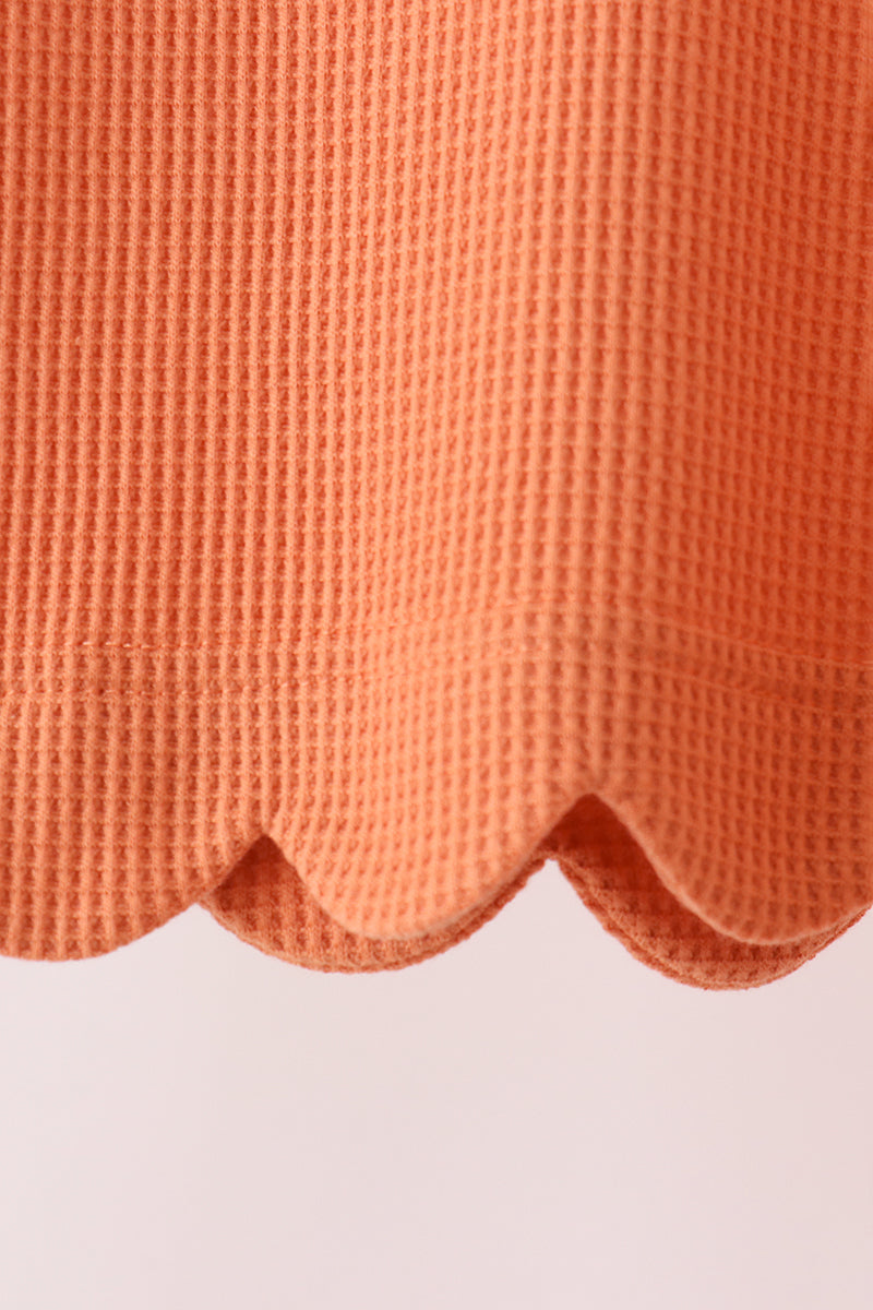 Terra-cotta scalloped pants set