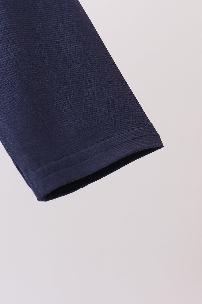 Navy zipper bamboo anti-slip romper
