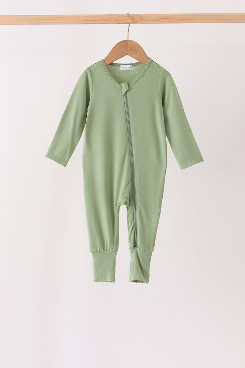 Green zipper bamboo anti-slip romper