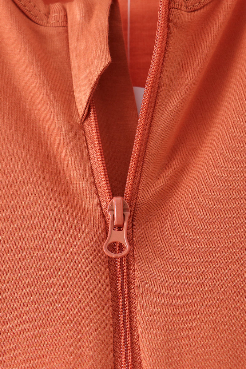 Caramel zipper bamboo romper