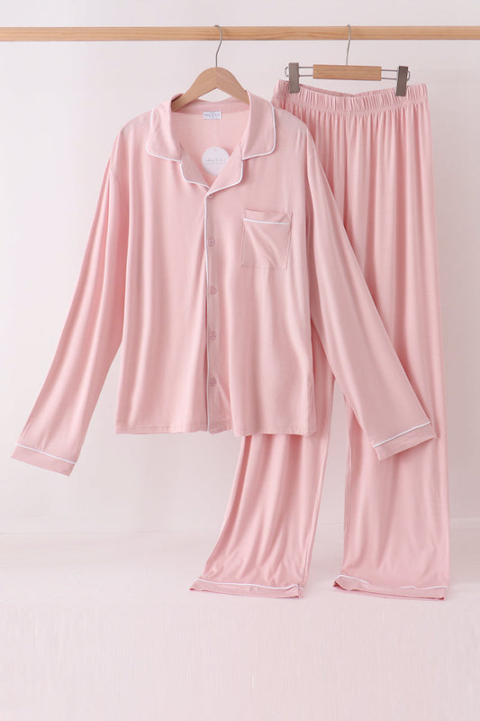 Pink bamboo mom pajama set
