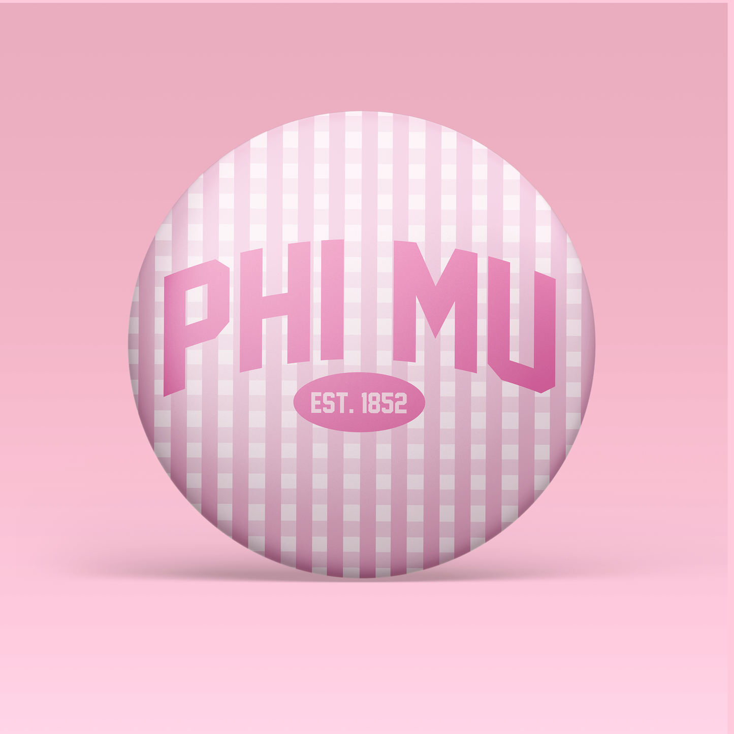 Phi Mu Gingham Button