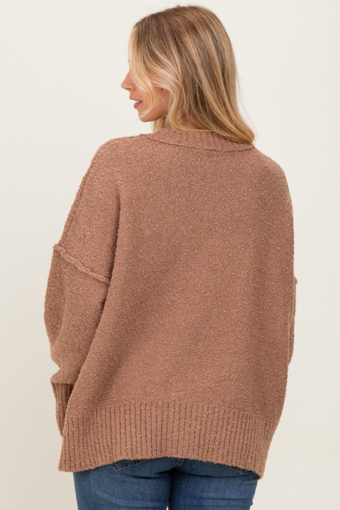 Mocha Knit Exposed Seam Sweater