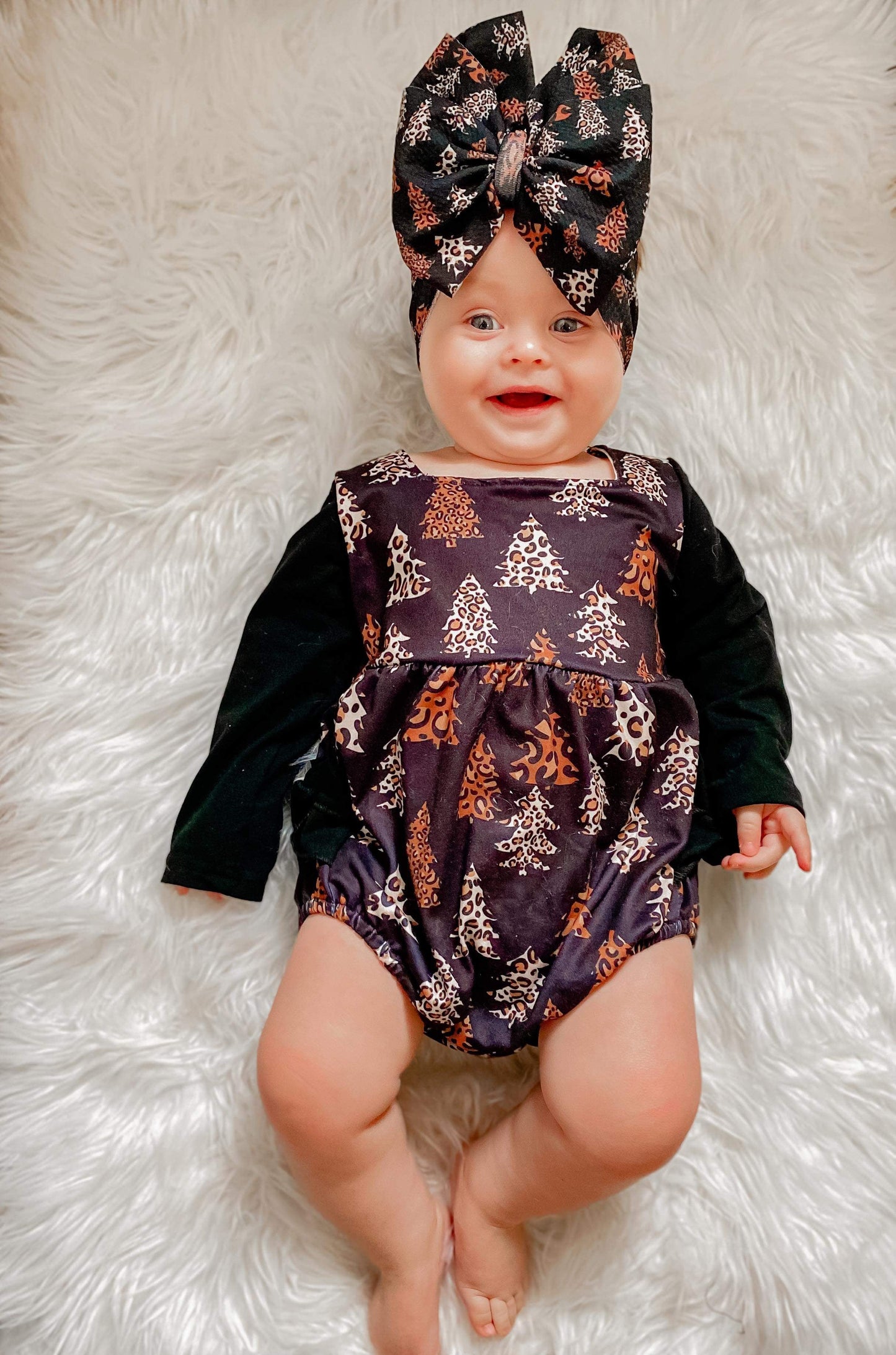 Leopard trees ruffle romper