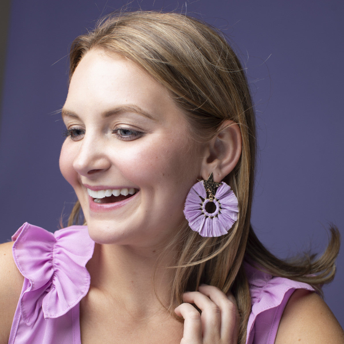 Gold Star Raffia Earrings