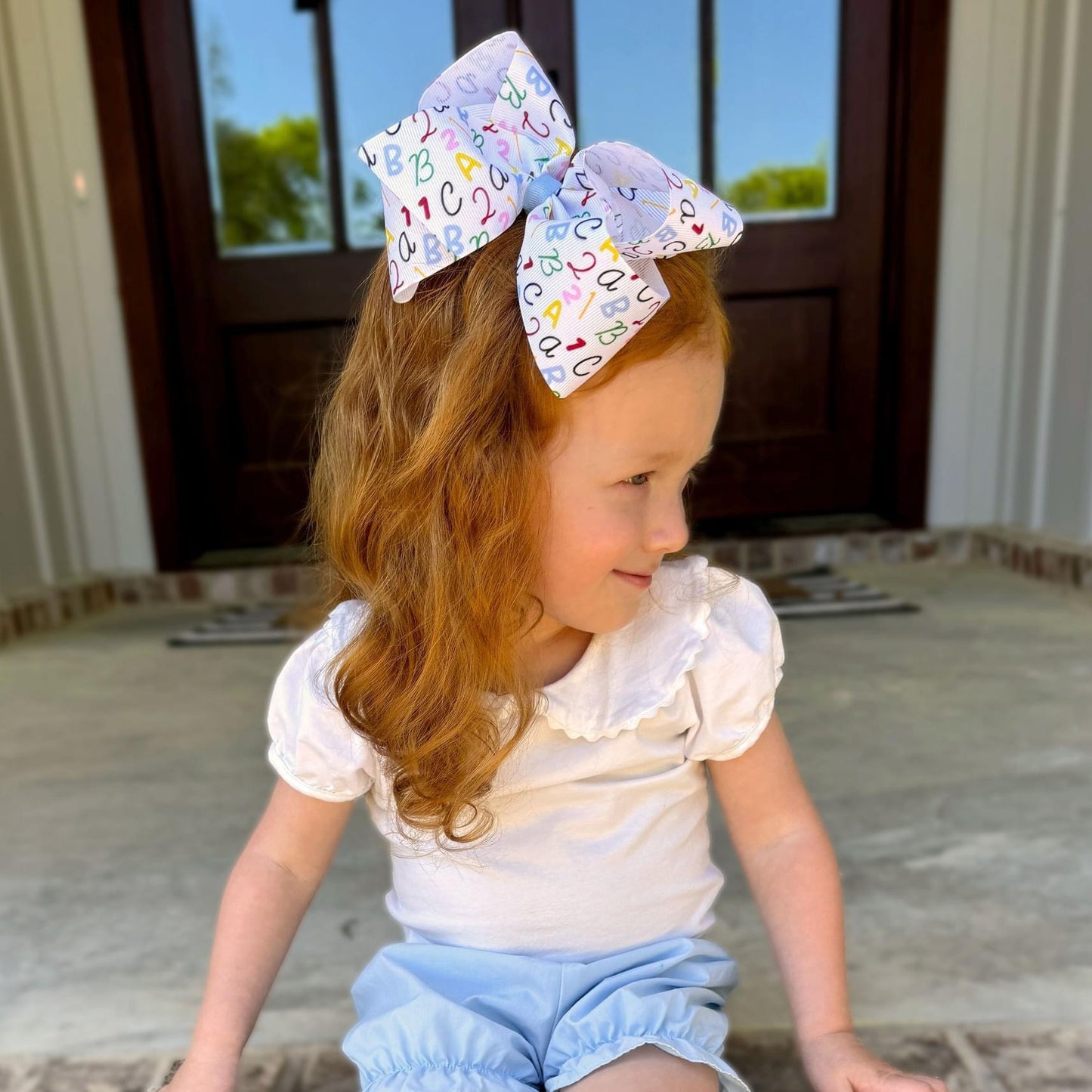 ABC's School-themed Printed Grosgrain Hair Bow