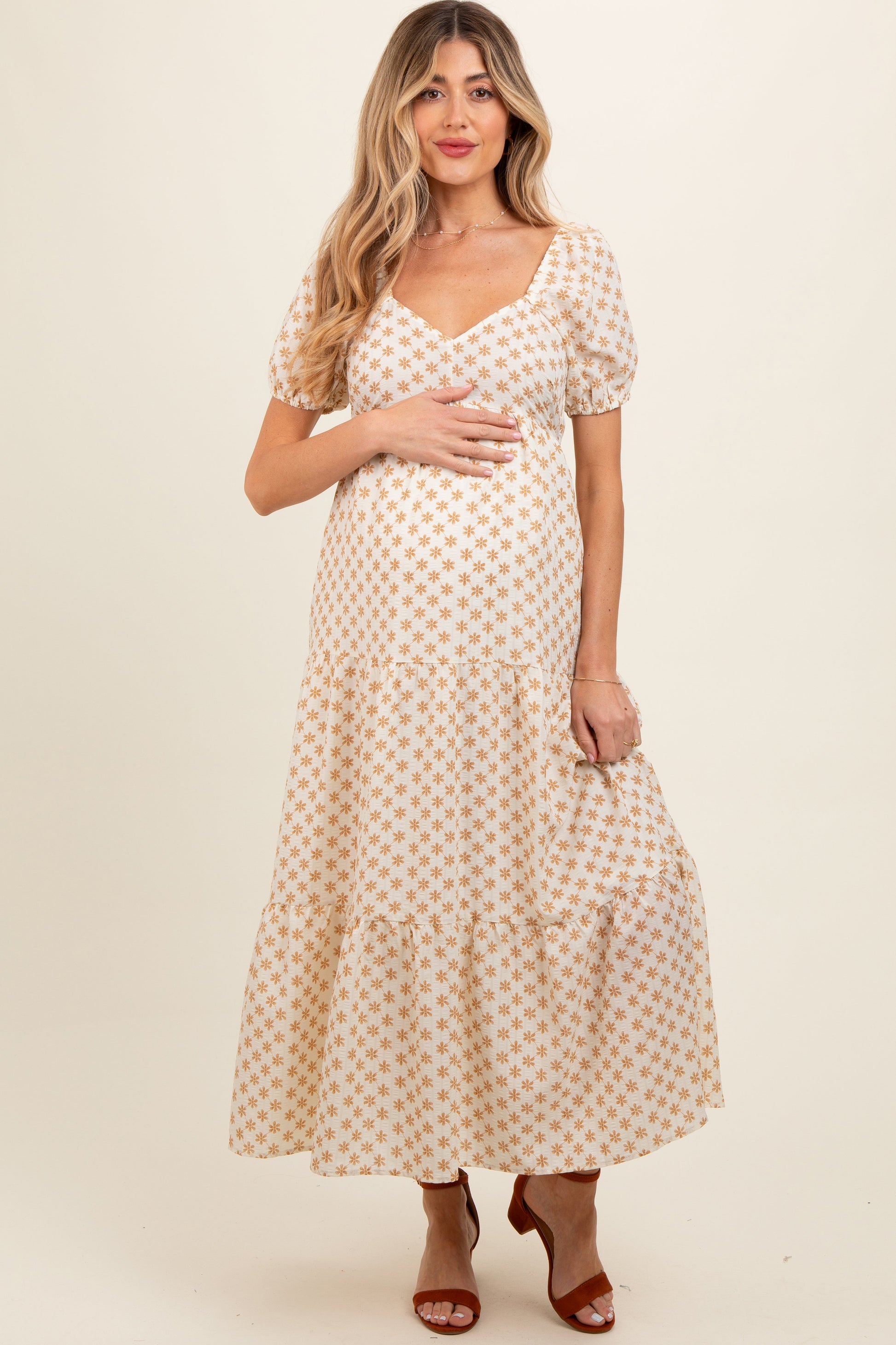 Yellow Floral Tiered Maternity Maxi Dress Large - Pinkblush - Casual Chic Boutique Yellow Floral Tiered Maternity Maxi Dress Large - Pinkblush - Casual Chic Boutique
