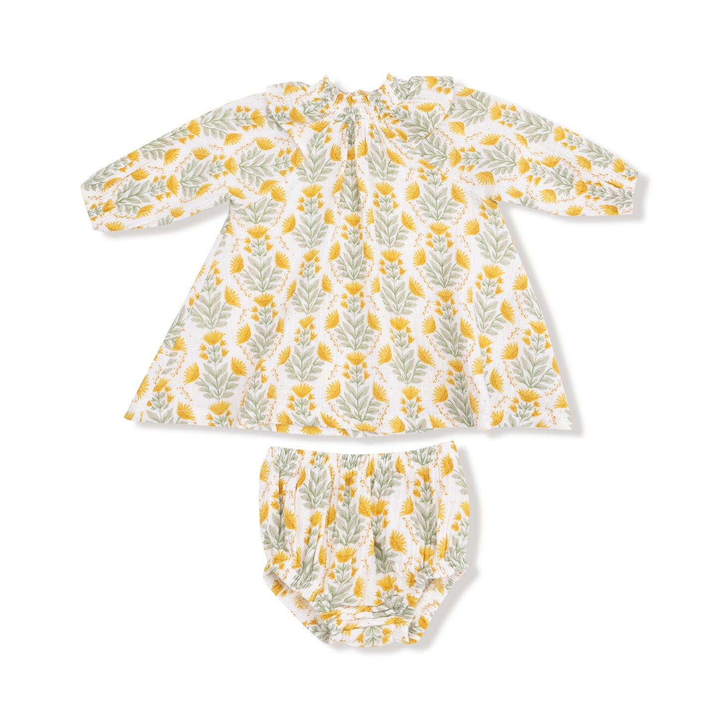 Winter Dandelions - Long Sleeve Ruffle Dress + Bloomer