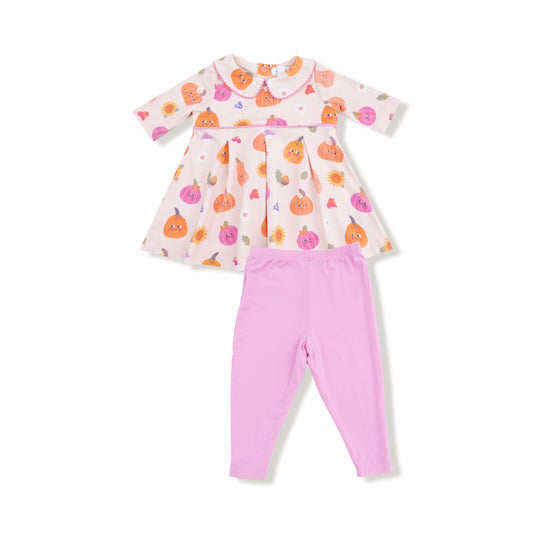 Box Pleat Dress with Legging Set