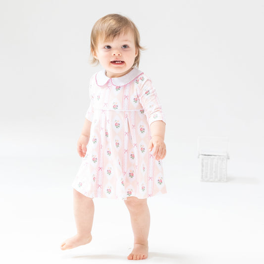 Ogee Lace Floral - Box Pleat Dress + Peter Pan Collar & Diaper Cover