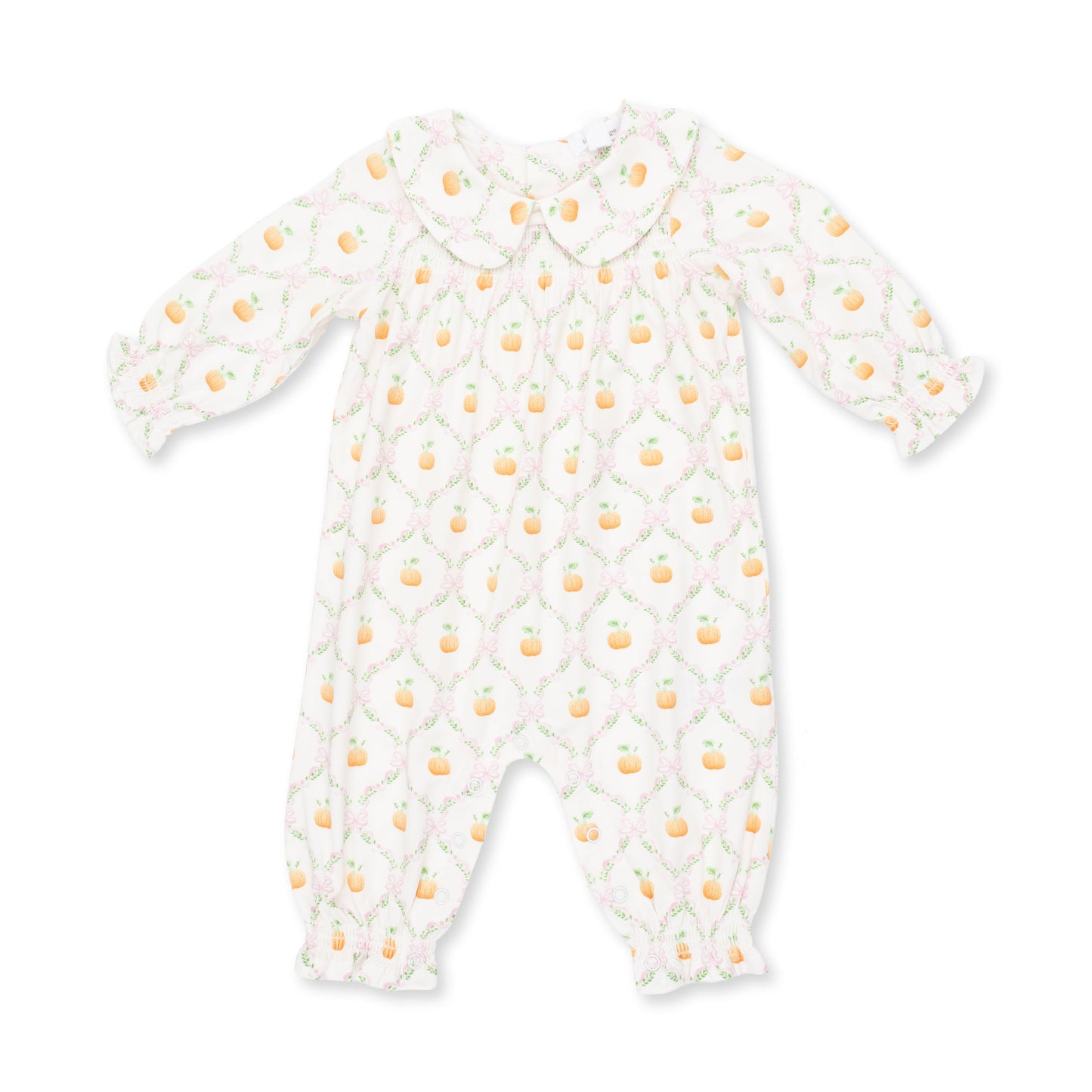 Pretty Pumpkin Trellis - Smocked Long Sleeve Romper