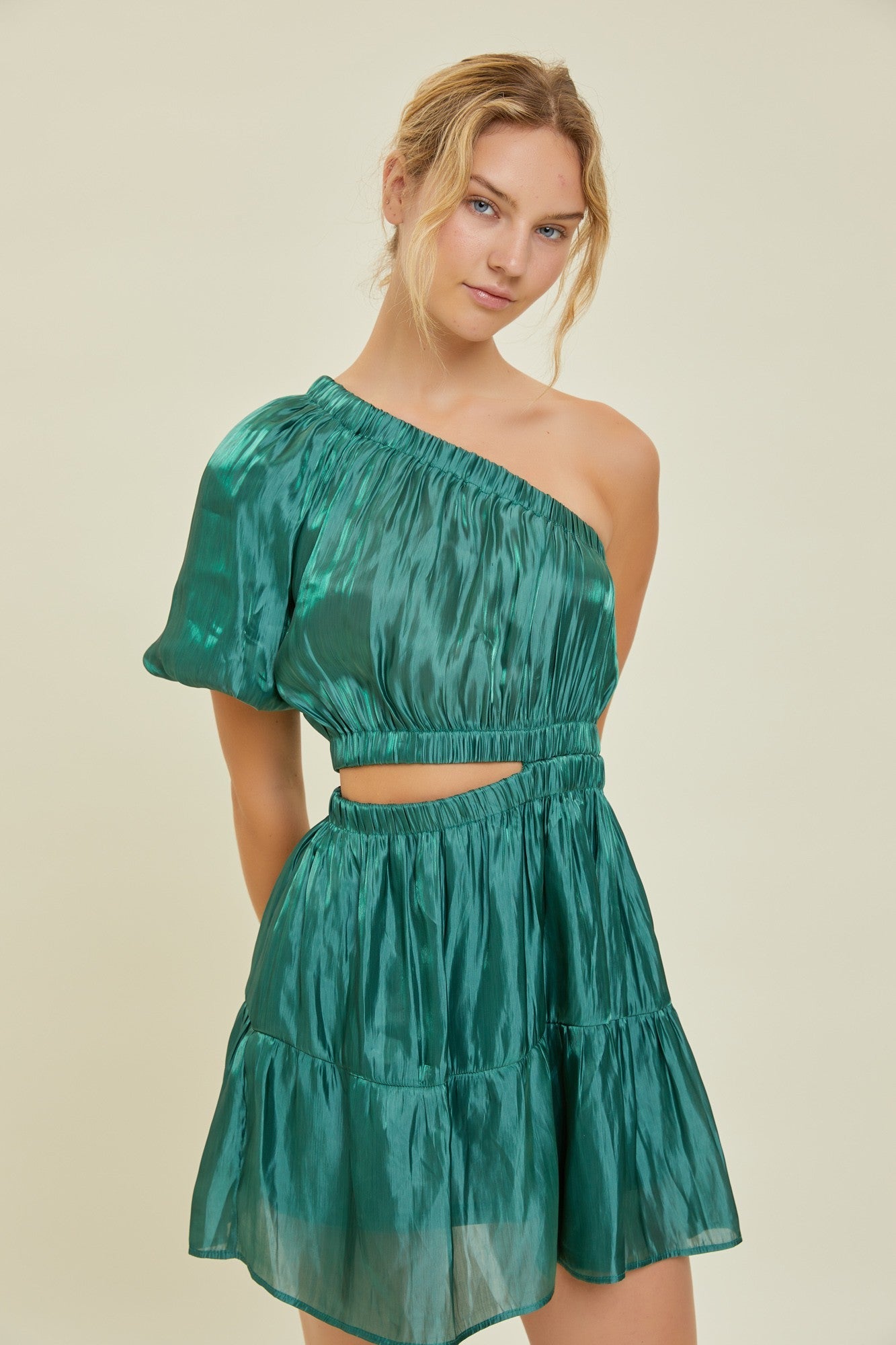 Hunter Green Puff Sleeve Mini Dress – The Prissy Pelican