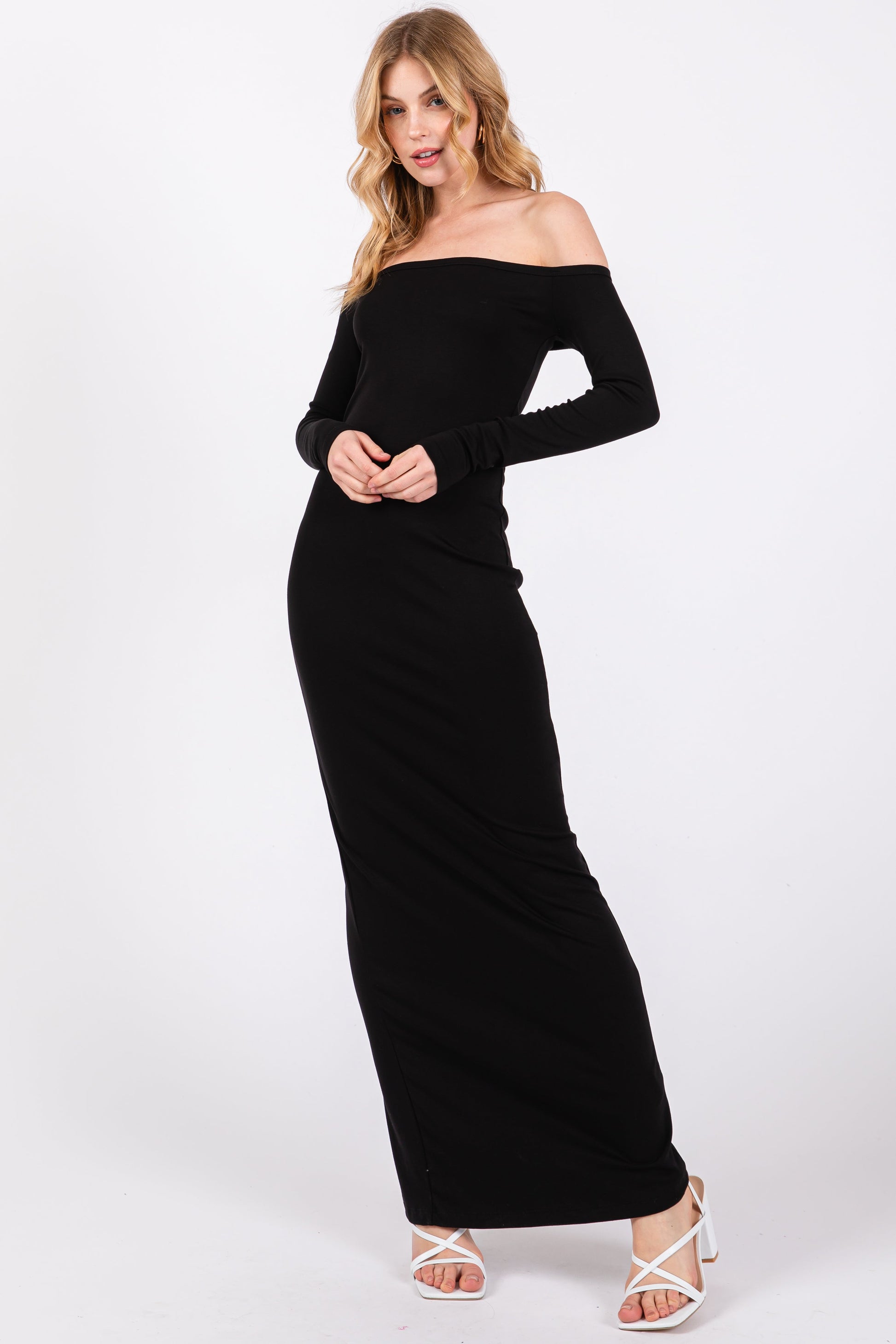 Black Off Shoulder Long Sleeve Maxi Dress The Prissy Pelican Black Off Shoulder Long Sleeve Maxi Dress The Prissy Pelican