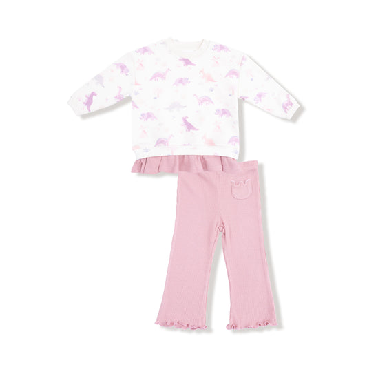 Pull Over Sweatshirt with Ruffle and Flare Pant