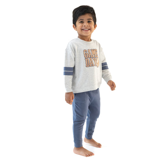 Cozy Drop Sleeve Sweatshirt with Varsity Stripes