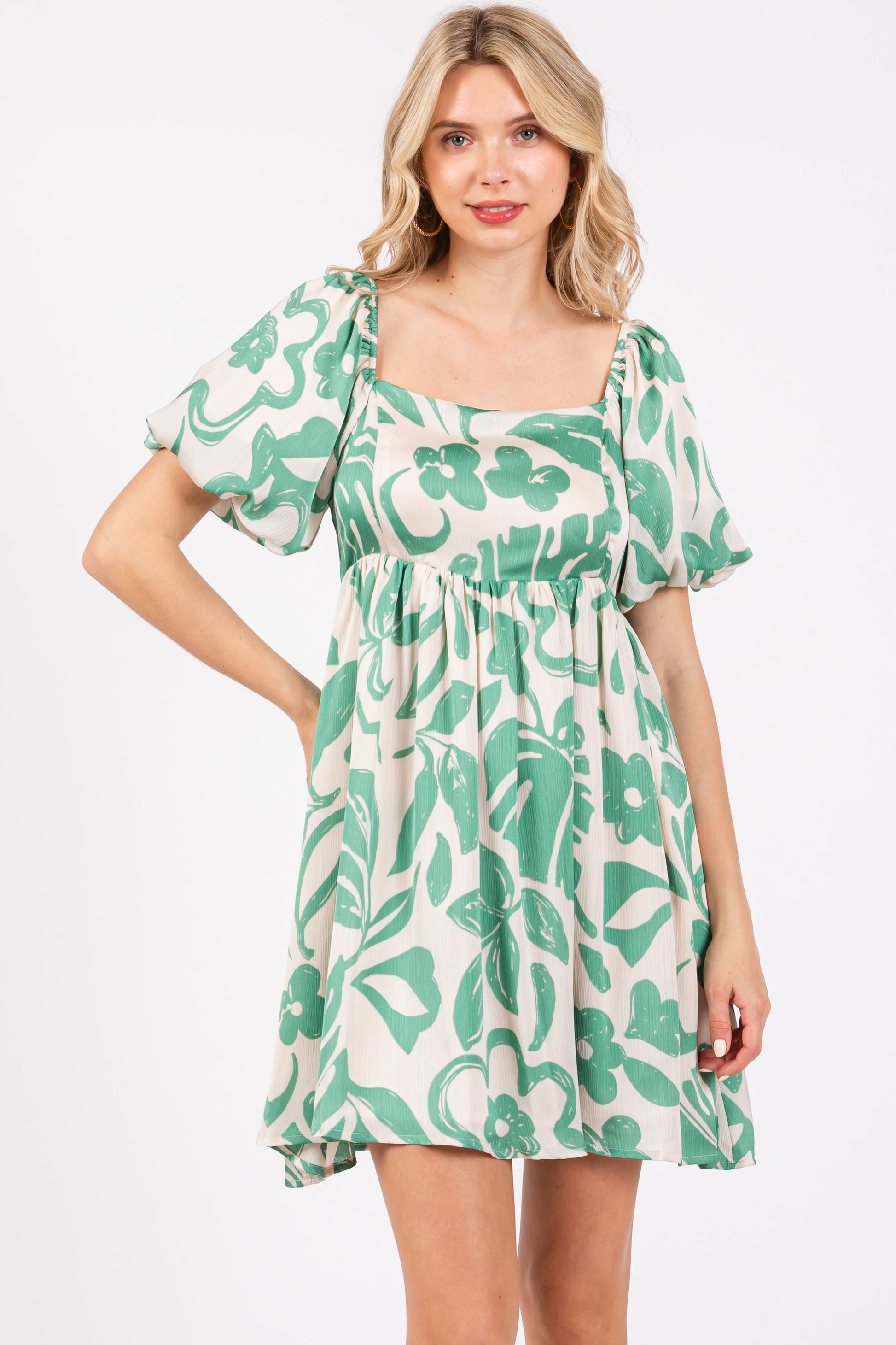Jade Floral Puff Sleeve Maternity Dress The Prissy Pelican Jade Floral Puff Sleeve Maternity Dress The Prissy Pelican