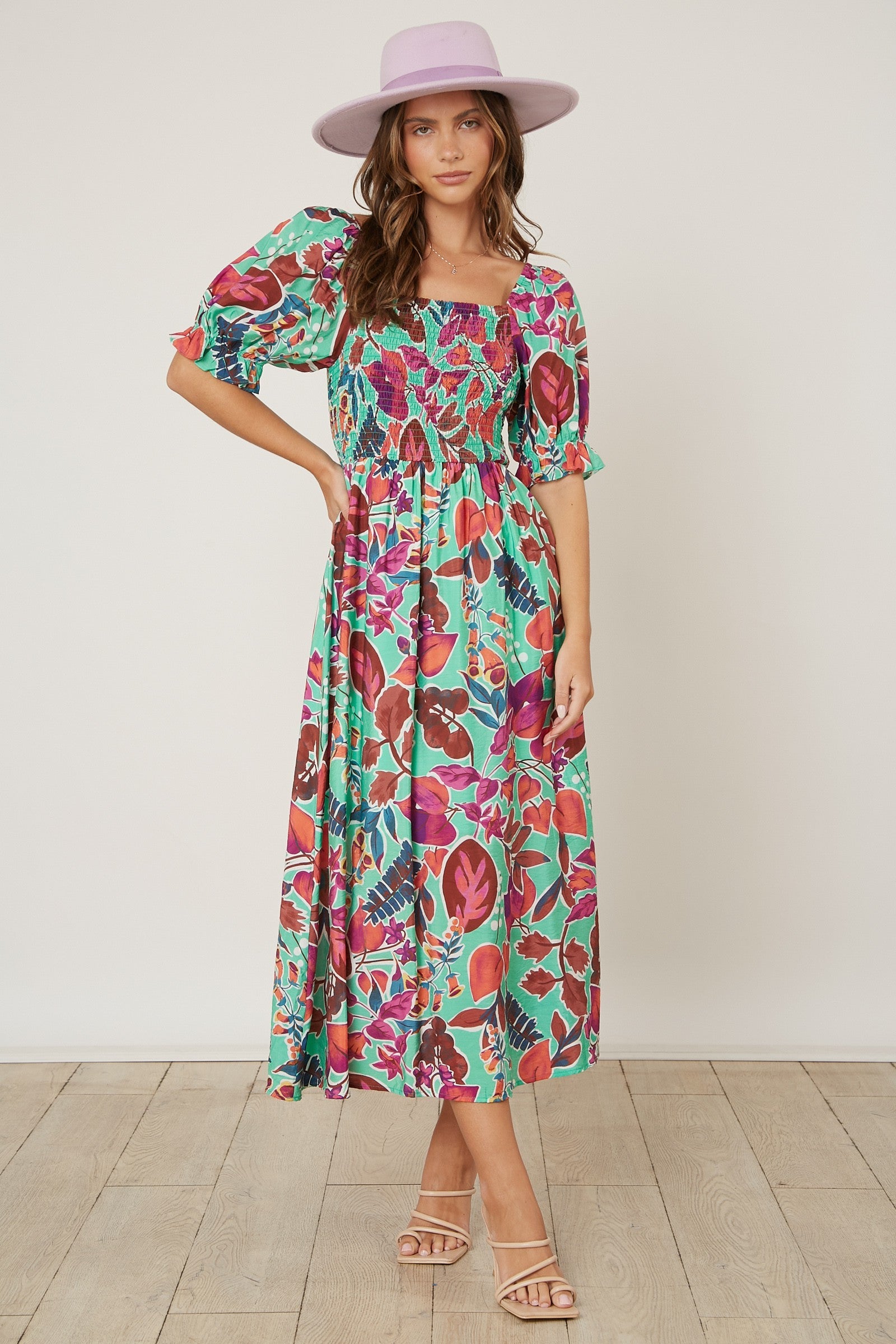 Mint Green Floral Puff Sleeve Maternity Maxi Dress Mint Green Floral Puff Sleeve Maternity Maxi Dress