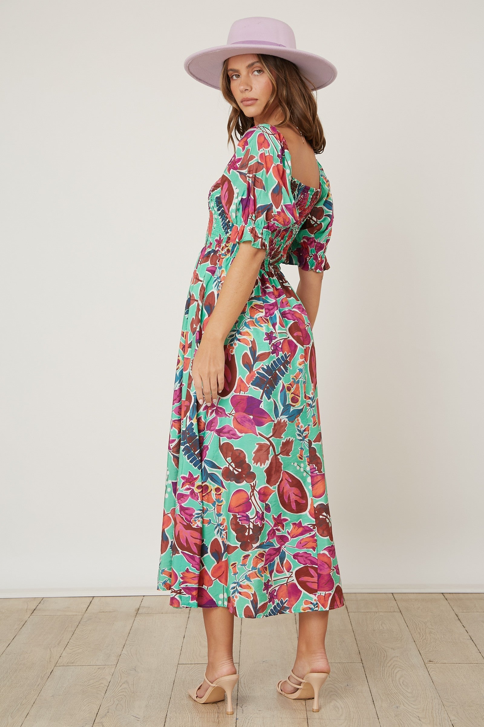 Mint Green Floral Puff Sleeve Maternity Maxi Dress Mint Green Floral Puff Sleeve Maternity Maxi Dress