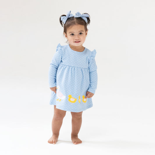 Duck Family Long Sleeve Dress with Diaper Cover