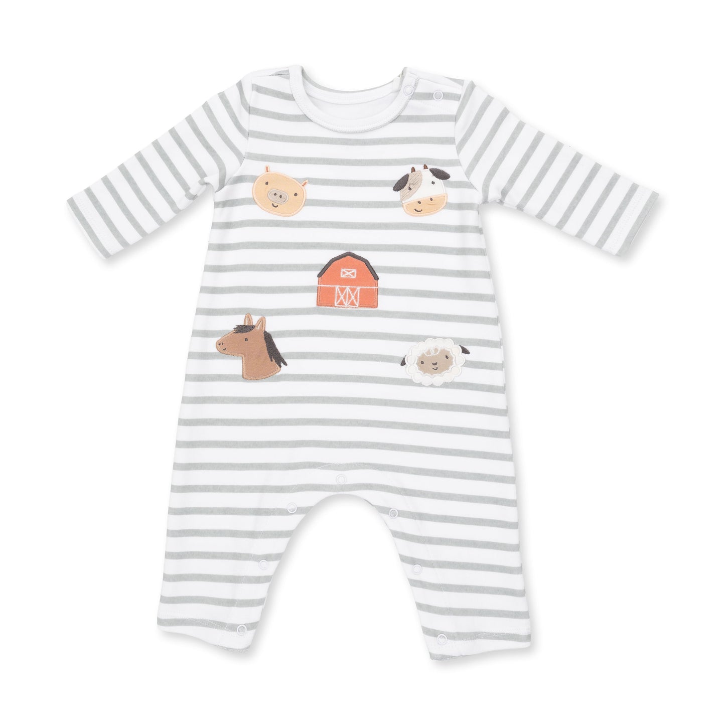 Cows Blue - Long Sleeve Snap Shoulder Romper