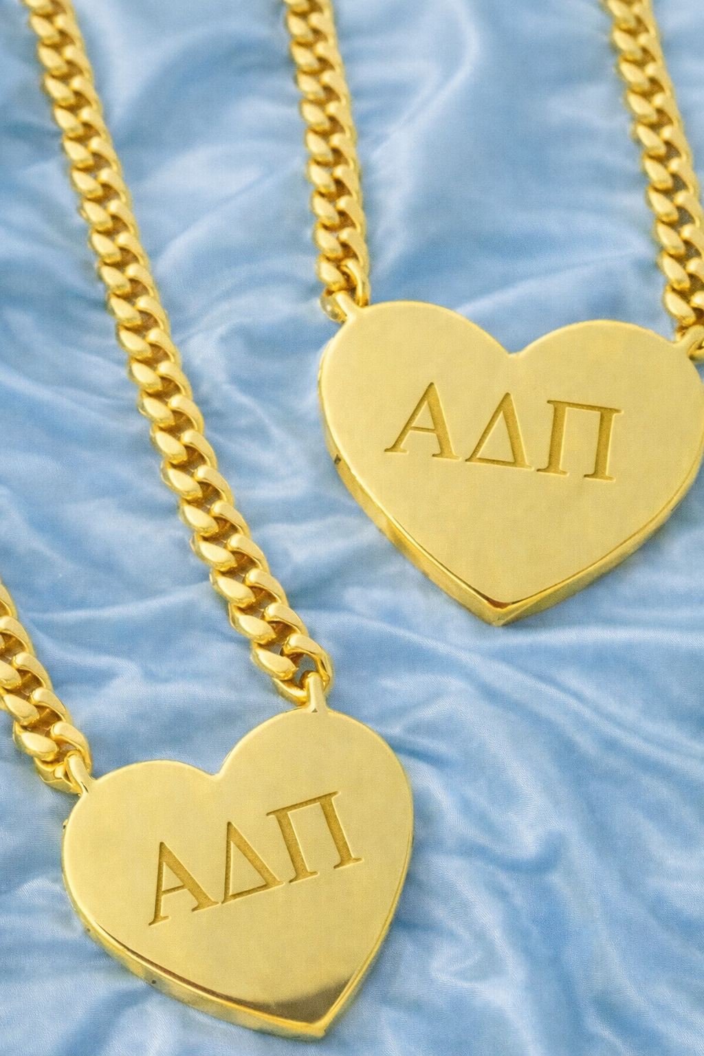 SC - Alpha Delta Pi Engraved Gold Heart Necklace