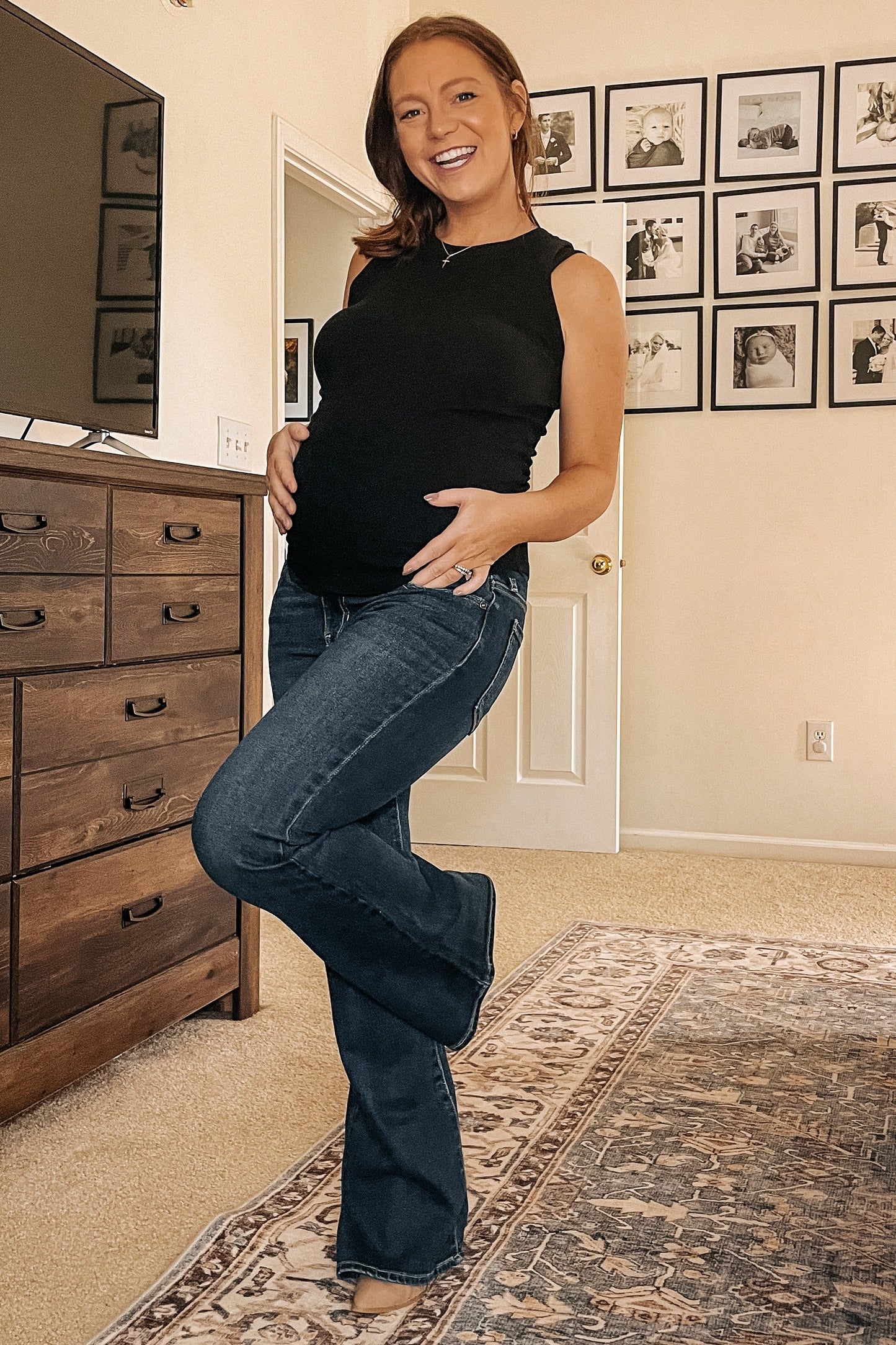 Navy Blue Flare Leg Maternity Jeans