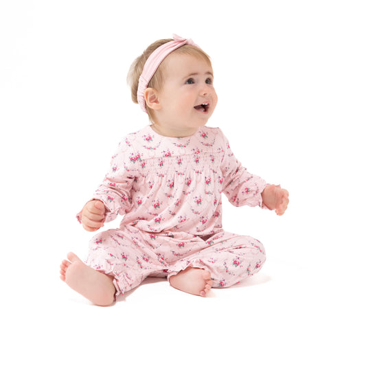 Smocked Long Sleeve Romper