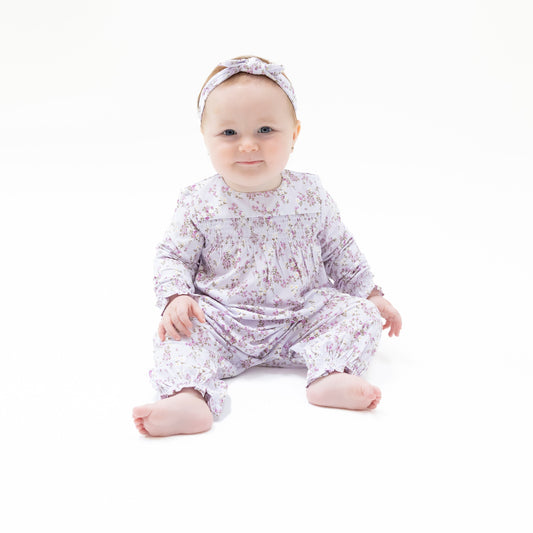Smocked Long Sleeve Romper