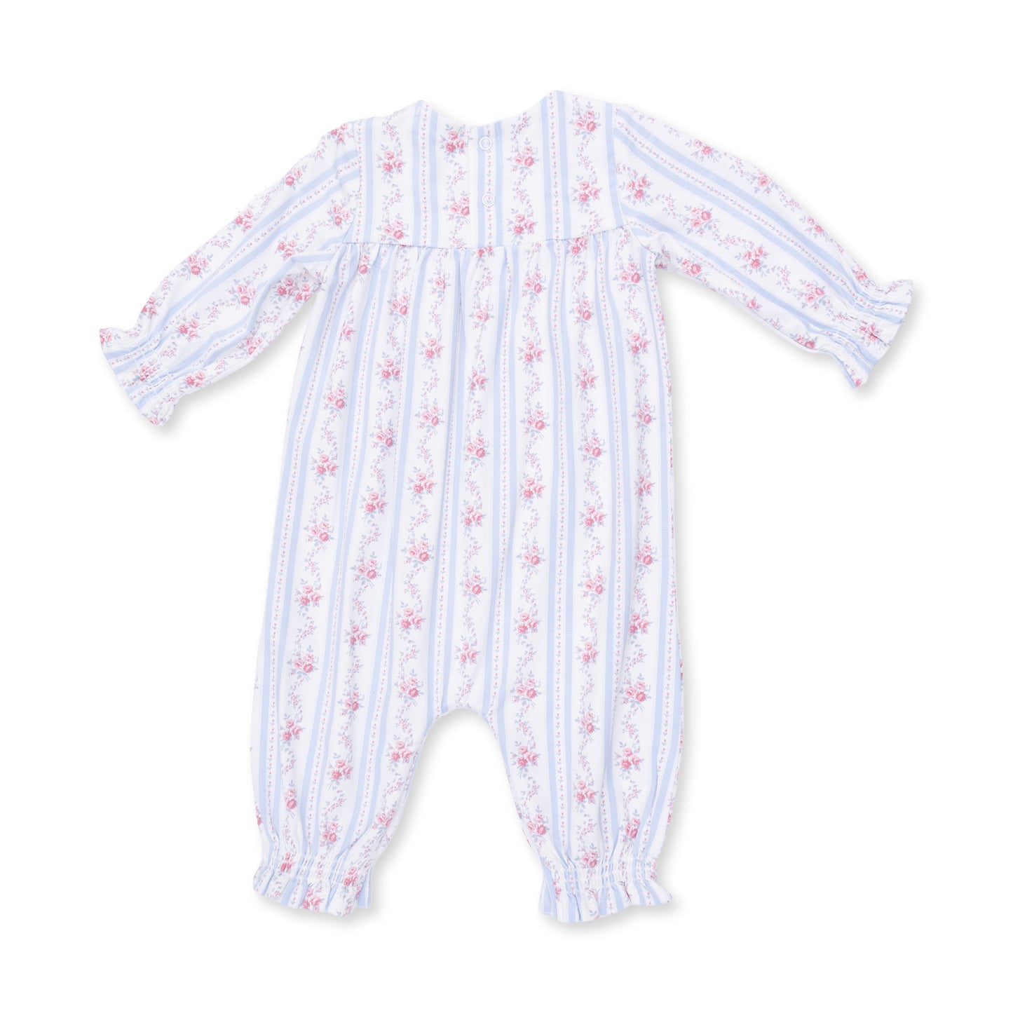 Anna Floral Stripe - Smocked Long Sleeve Romper