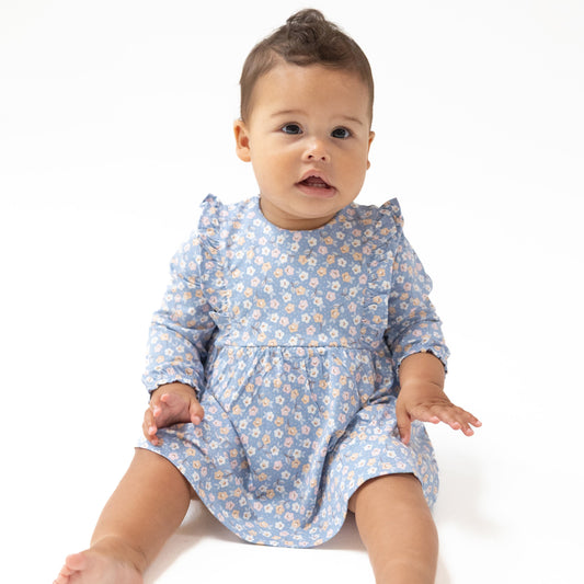 Ruffle Long Sleeve Bodysuit Dress