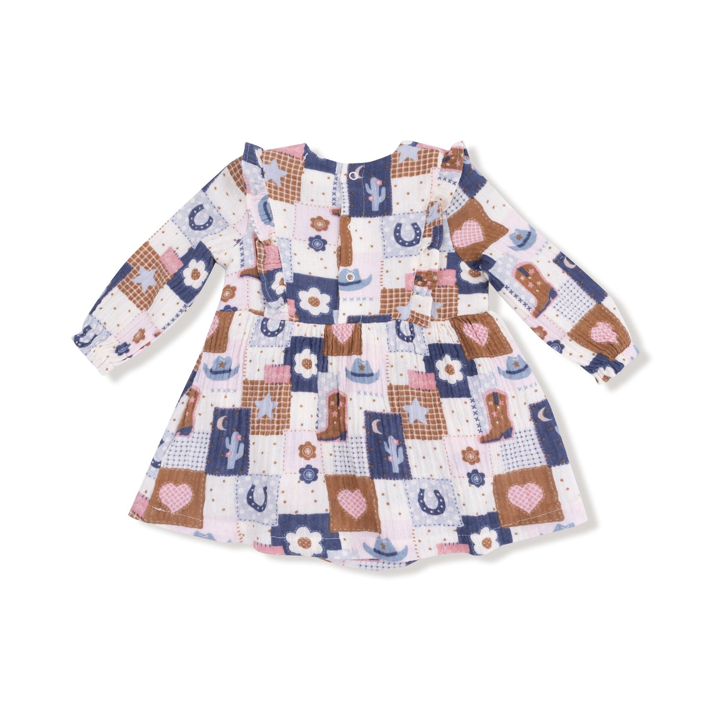 Patchwork Cowgirl - Ruffle Long Sleeve Bubble with Skirt