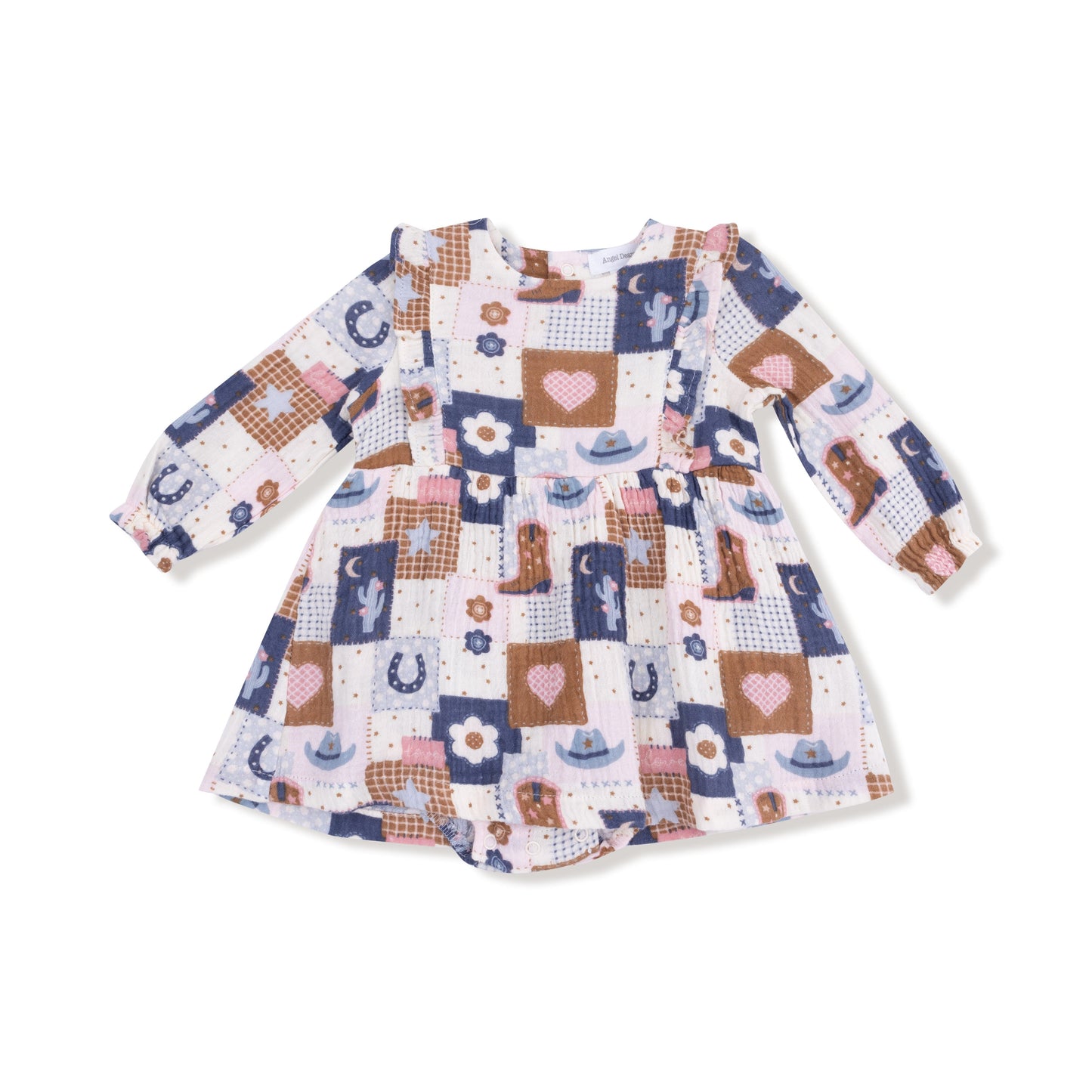 Patchwork Cowgirl - Ruffle Long Sleeve Bubble with Skirt
