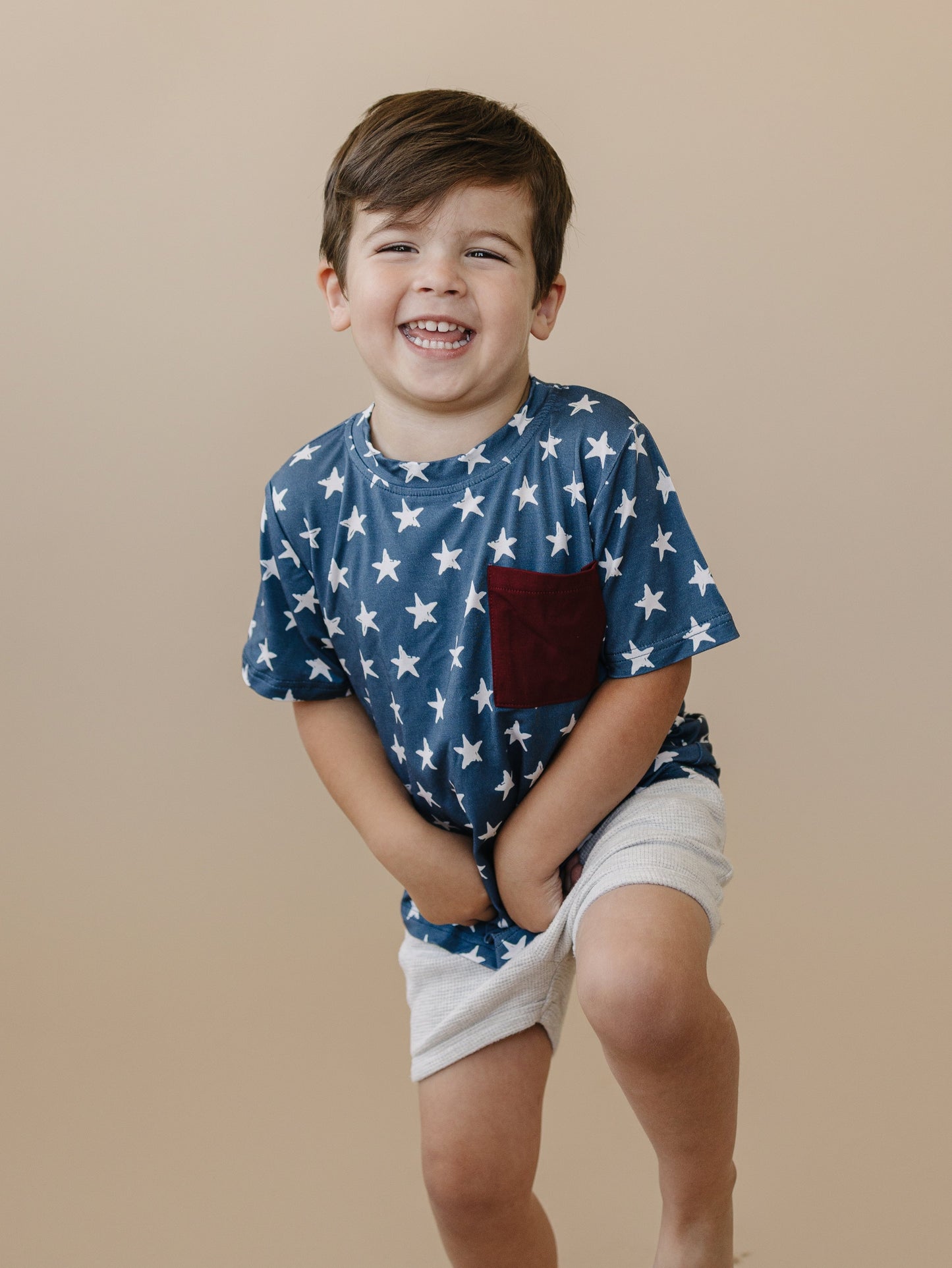 Navy Stars Bamboo Pocket Tee