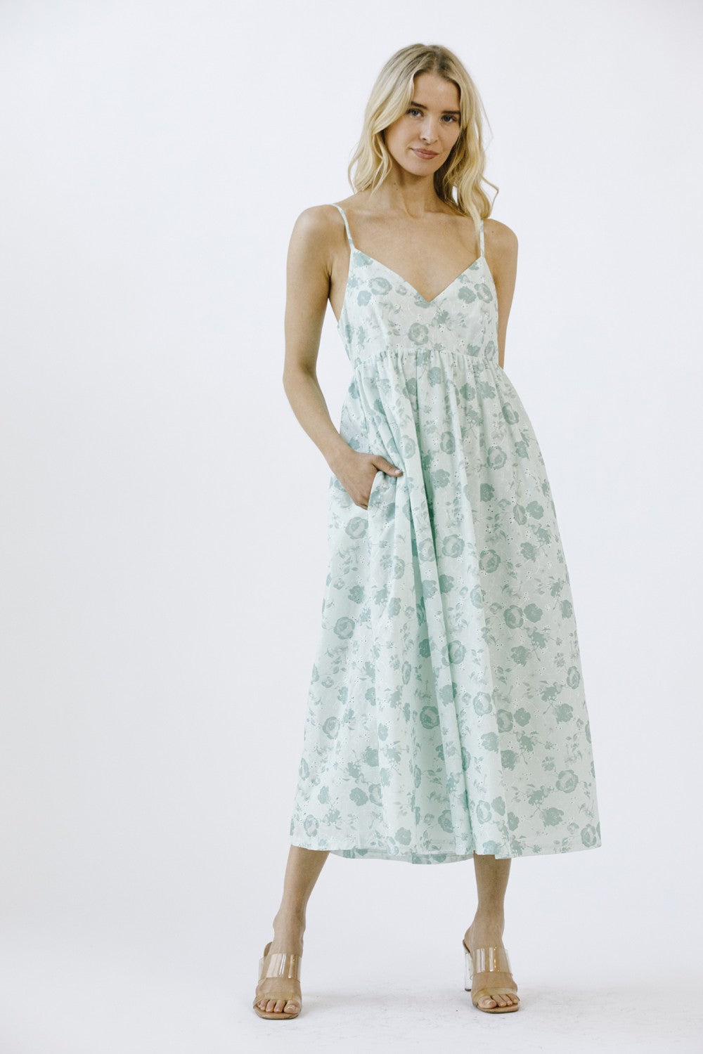 Mint Green Floral Eyelet V-Neck Maternity Midi Dress The Prissy Pelican Mint Green Floral Eyelet V-Neck Maternity Midi Dress The Prissy Pelican