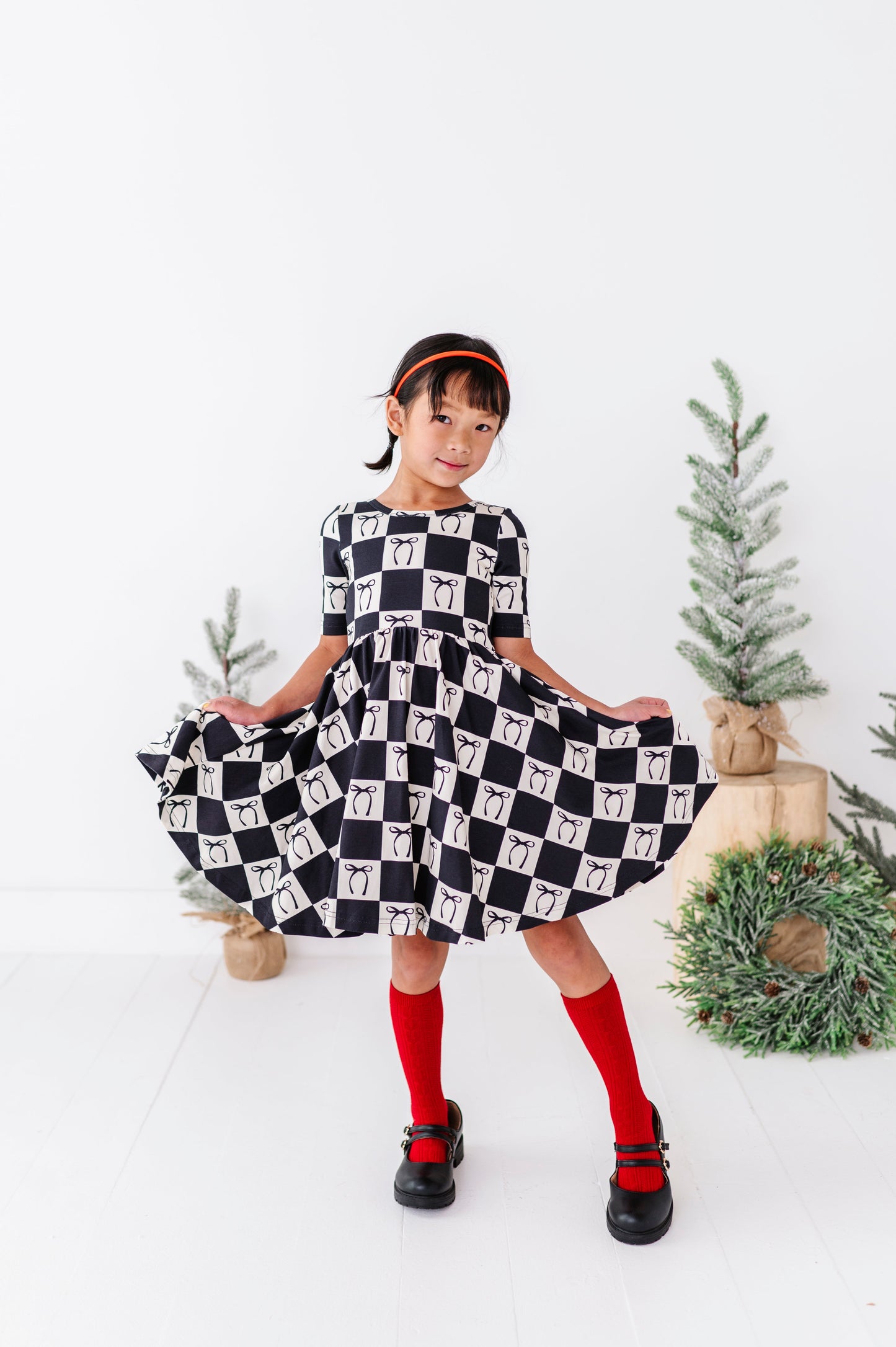 Checkered Bow | Scoop Back Dress