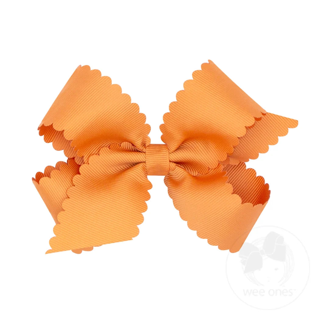 Wee Ones Scalloped Grosgrain Hair Bow – Ginger | Medium & King Sizes