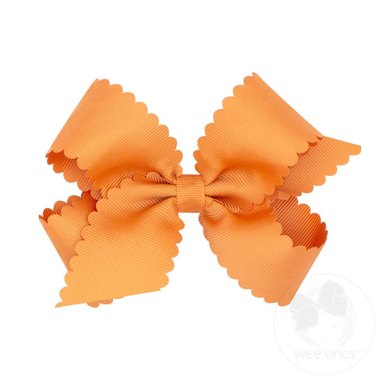 Wee Ones Scalloped Grosgrain Hair Bow – Ginger | Medium & King Sizes
