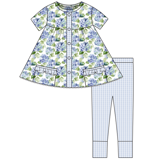 Charleston Hydrangea Bamboo Short Sleeve Tunic + Legging Set