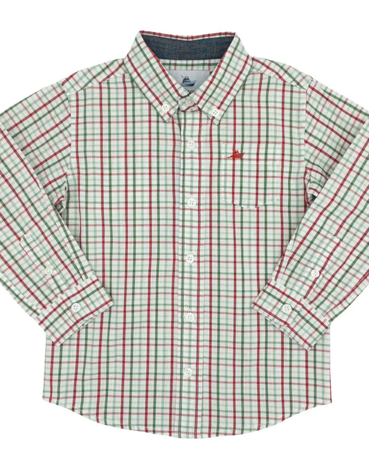 Christmas Plaid Boys Dress Shirt – Red & Green Button Down Holiday Outfit