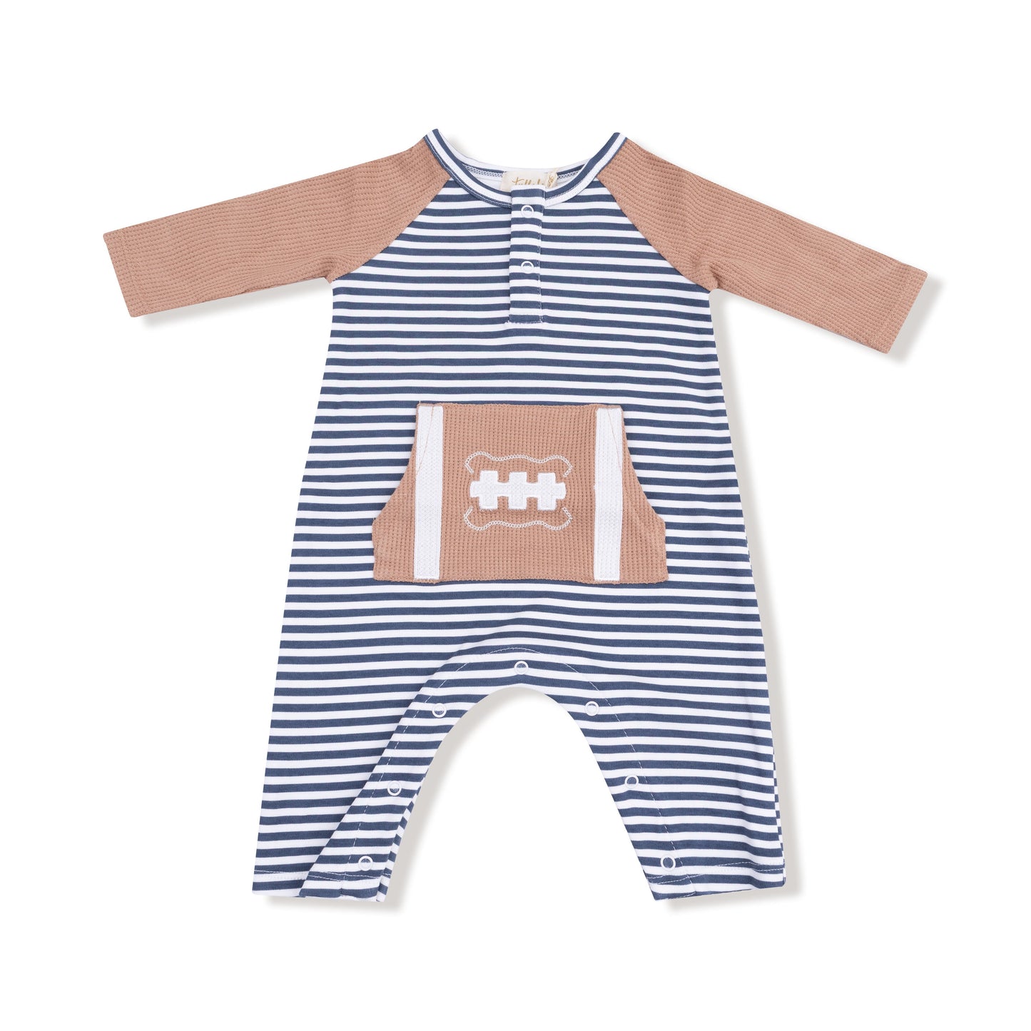 Football Stripes - Long Sleeve Raglan Henley Romper
