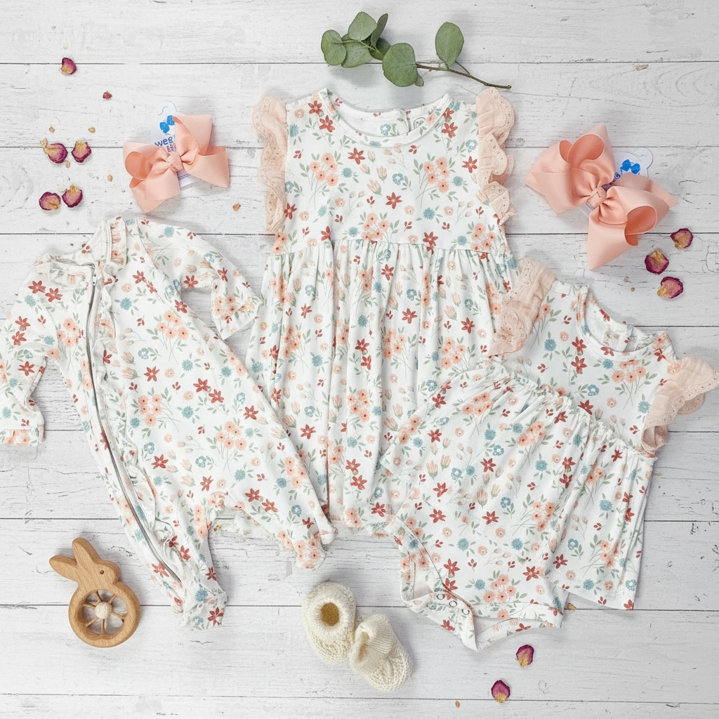 Prairie Petals Bamboo Zipper Romper