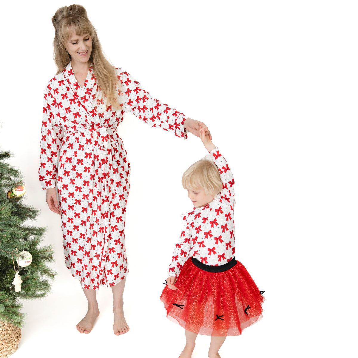 Festive Bows - Bamboo - Adult Long Robe